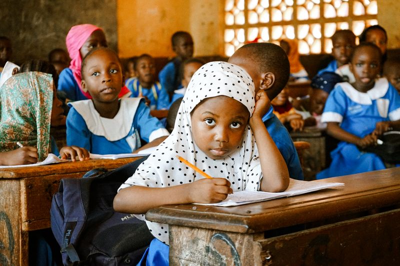 Students studying in a classroom